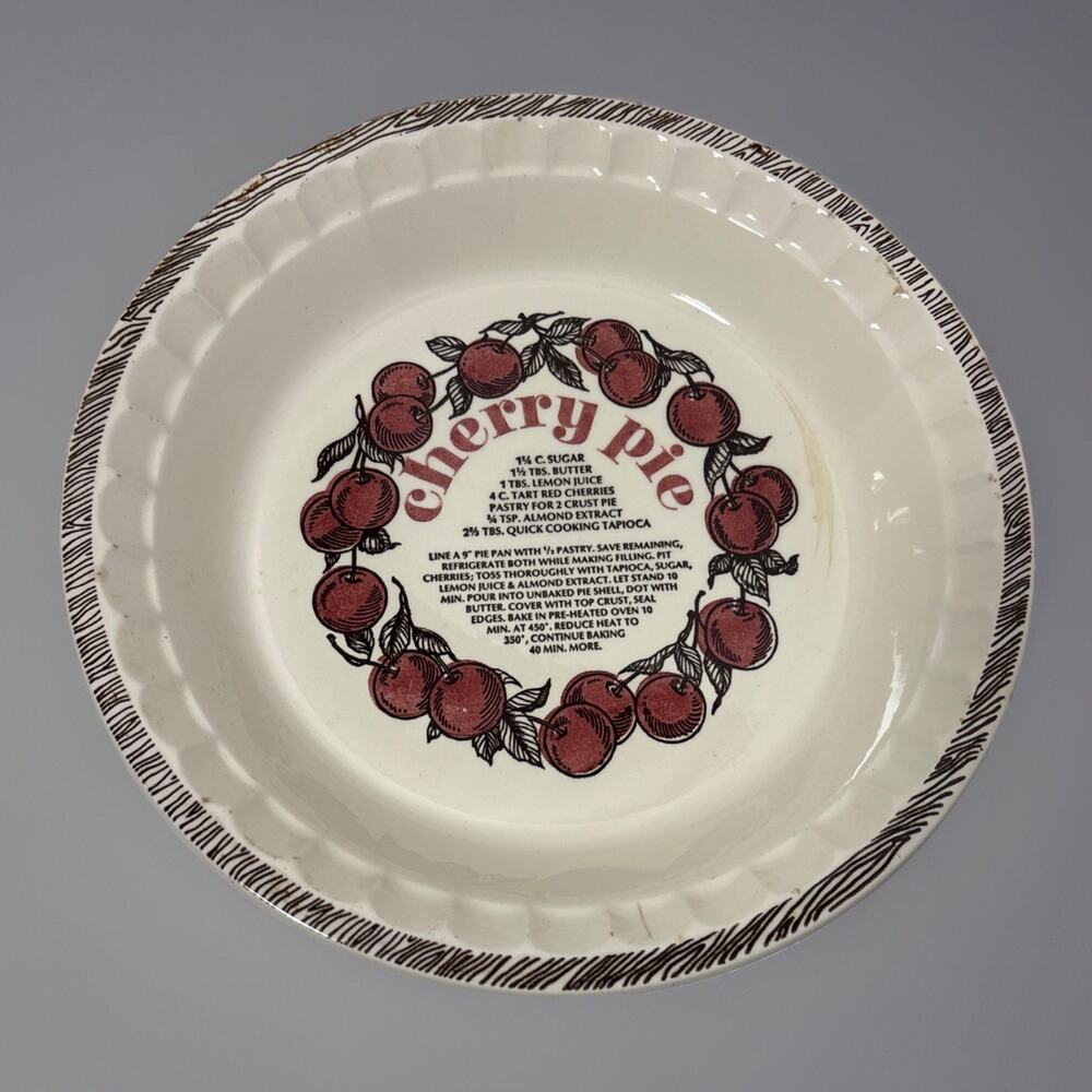 Royal China Jeannette 11" Retro Cherry Pie Recipe Plate